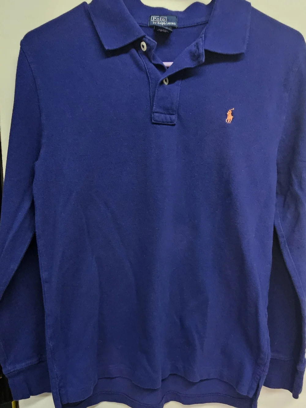 Ralph Lauren Men’s Long-Sleeve Polo - Deep Blue with Orange Logo
